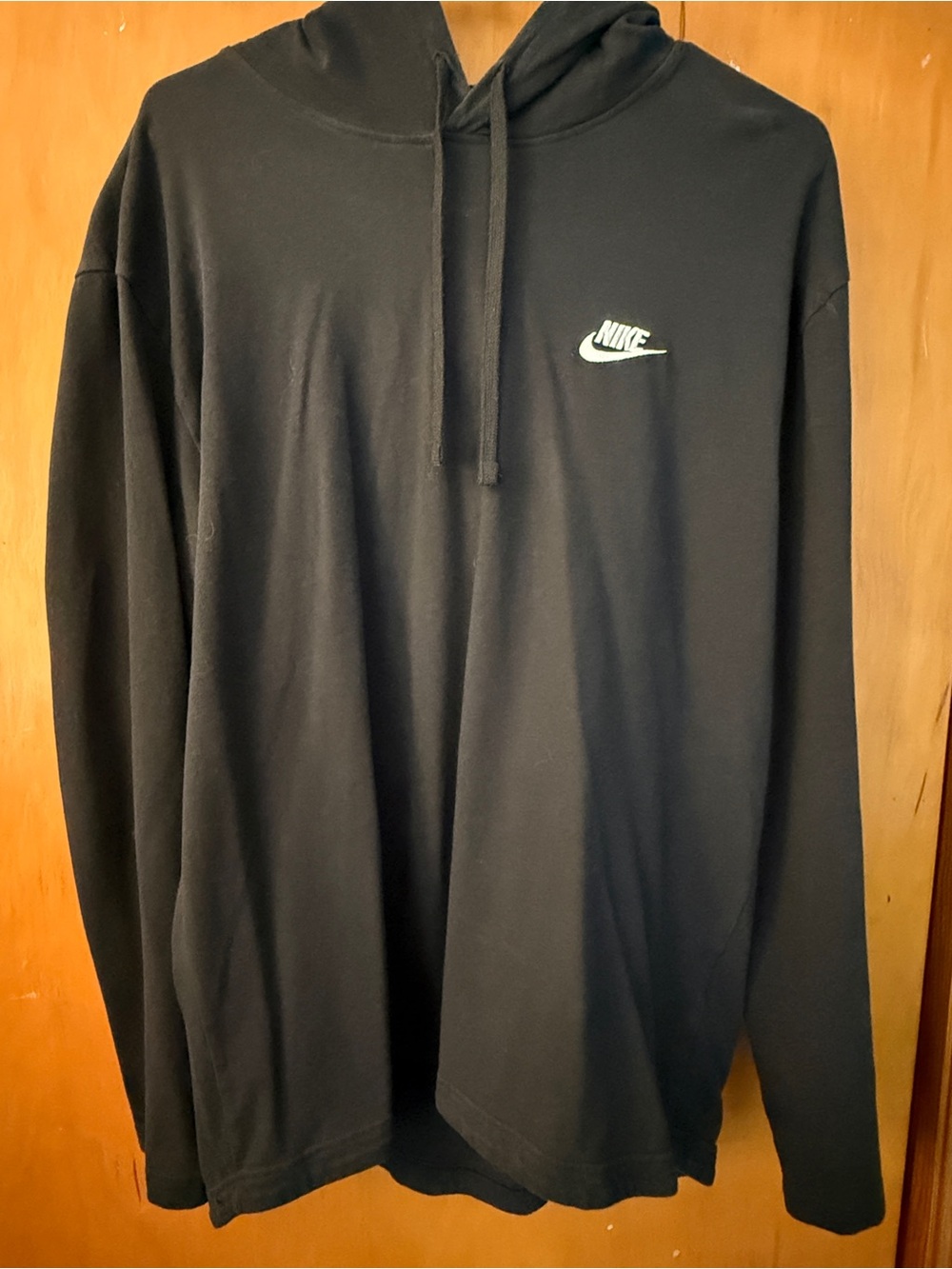 Nike Black Hooded Long Sleeve Pullover with Small White Logo
